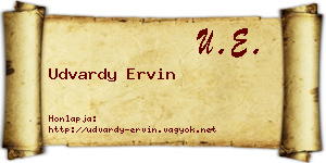 Udvardy Ervin névjegykártya